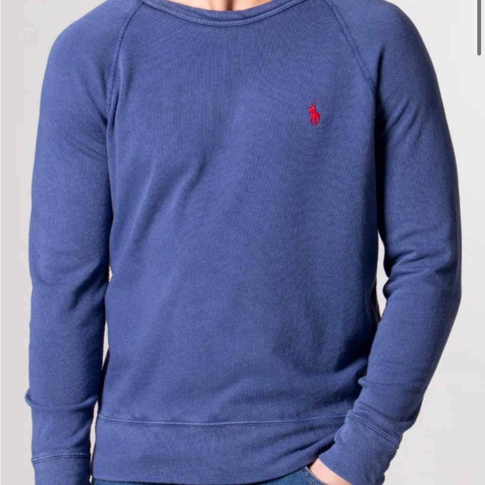 Ralph Lauren Polo Men’s Blue Big/Tall Raglan Sleeved Spa Terry Sweatshirt 3XB - Picture 5 of 11